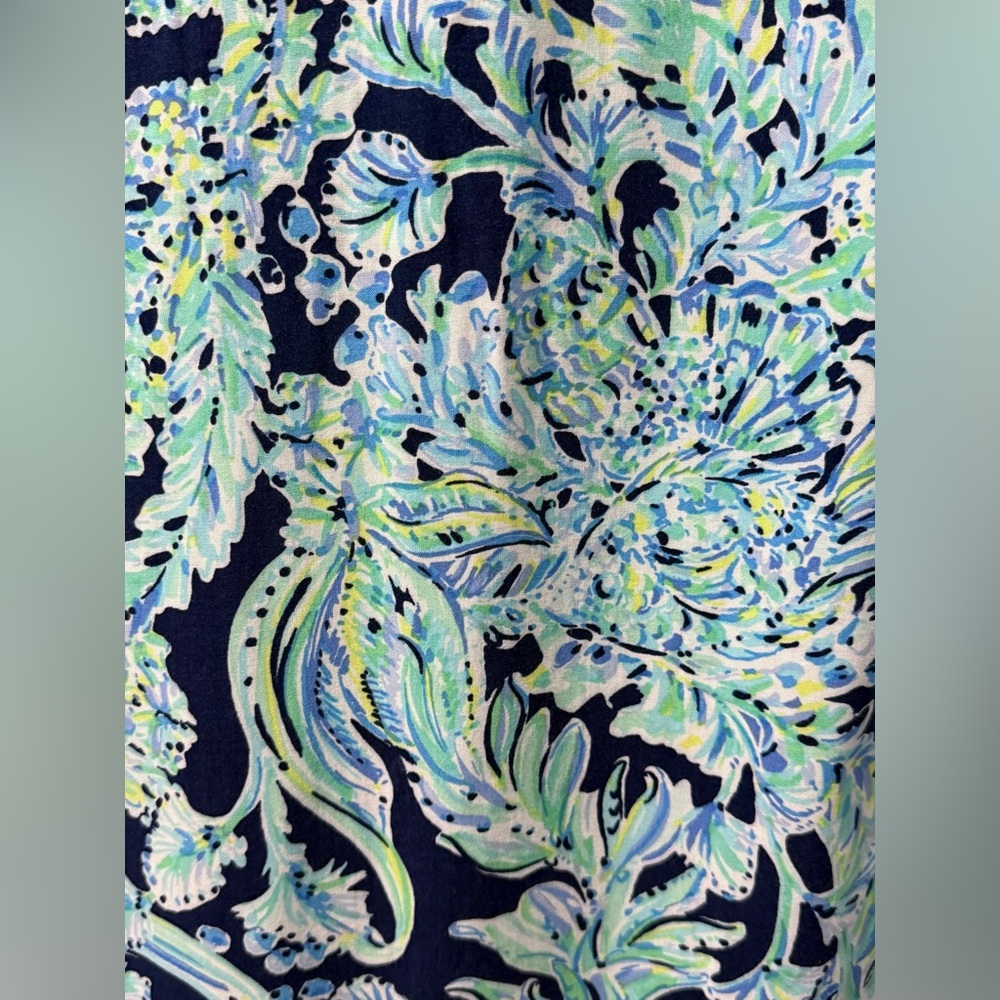 Lilly Pulitzer Madia Tunic Dress High Tide Navy Scuba Doo White Green Size Small - Picture 6 of 10